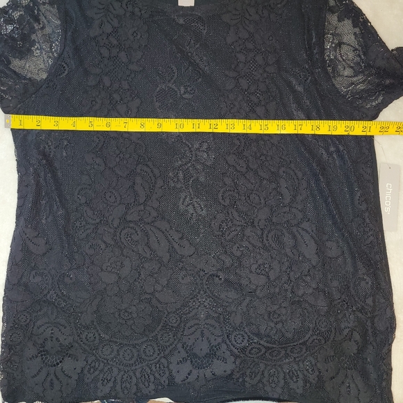Chico's Black Lace Front Sheer Lace Longsleeve Pullover Blouse Size 2 - Picture 4 of 12